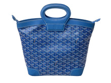 Load image into Gallery viewer, 極美品 GOYARD ゴヤール ベルーガ PM ハンドバッグ ブルー シルバー金具 レザー PVCコーティングキャンバス 中古 63635