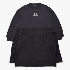 BALENCIAGA バレンシアガ ハイブリッドデザイン ロングスリーブトップス 768710 TNM60 1000 レイヤード ブラック 長袖シャツ 美品 中古 4a006364