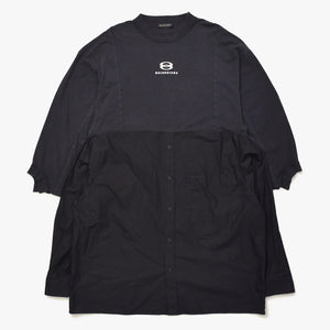 BALENCIAGA バレンシアガ ハイブリッドデザイン ロングスリーブトップス 768710 TNM60 1000 レイヤード ブラック 長袖シャツ 美品 中古 4a006364