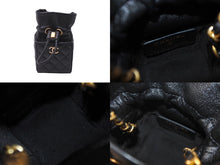 Load image into Gallery viewer, 新品同様 CHANEL シャネル ミニ巾着ショルダーバッグ ミニバッグ ブラック 31番台 ラムスキン ゴールド金具 中古 63640