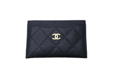 画像をギャラリービューアに読み込む, CHANEL シャネル ココマーク カードケース 16番台 キャビアスキン ブラック ゴールド金具 美品 中古 63680