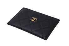 画像をギャラリービューアに読み込む, CHANEL シャネル ココマーク カードケース 16番台 キャビアスキン ブラック ゴールド金具 美品 中古 63680