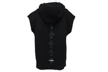 Load image into Gallery viewer, CHROME HEARTS クロムハーツ ニットベスト クロスパッチ カシミヤ フード ノースリーブ JVP シルバー925 サイズSM 美品 中古 63690