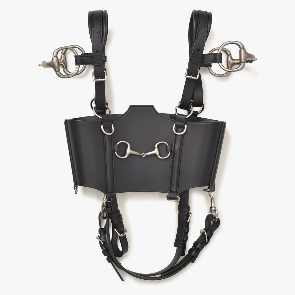 極美品 GUCCI グッチ レザービスチェ ホースビット アレッサンドロミケーレ 2021-22AW Aria ブラック カーフレザー アンティークシルバー金具 中古 4a006370