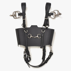 極美品 GUCCI グッチ レザービスチェ ホースビット アレッサンドロミケーレ 2021-22AW Aria ブラック カーフレザー アンティークシルバー金具 中古 4a006370