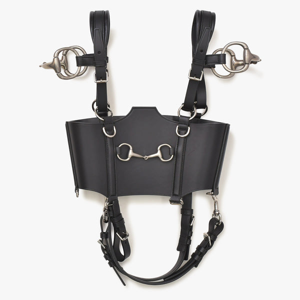 極美品 GUCCI グッチ レザービスチェ ホースビット アレッサンドロミケーレ 2021-22AW Aria ブラック カーフレザー アンティークシルバー金具 中古 4a006370