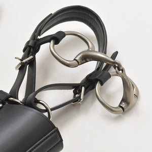 極美品 GUCCI グッチ レザービスチェ ホースビット アレッサンドロミケーレ 2021-22AW Aria ブラック カーフレザー アンティークシルバー金具 中古 4a006370