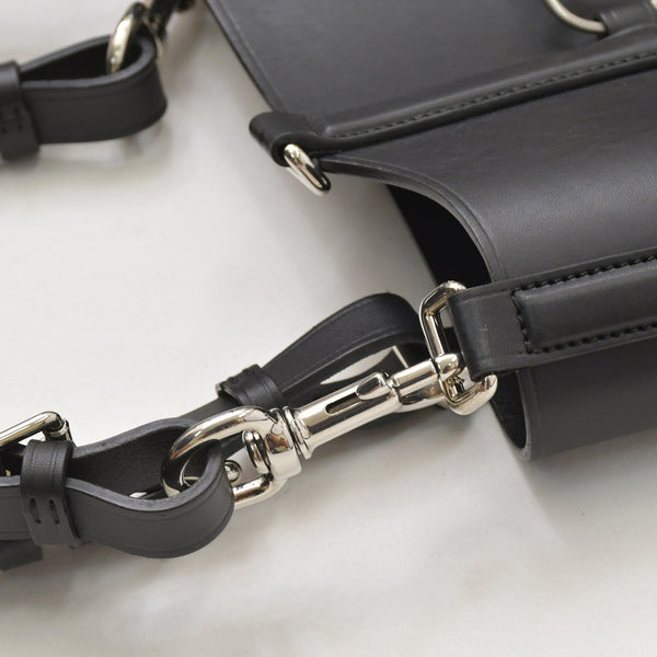 極美品 GUCCI グッチ レザービスチェ ホースビット アレッサンドロミケーレ 2021-22AW Aria ブラック カーフレザー アンティークシルバー金具 中古 4a006370