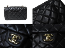 Load image into Gallery viewer, 極美品 CHANEL シャネル 横長 20cm ショルダーバッグ ランダム番台 ミニマトラッセショルダーチェーン ブラック ラムスキン 中古 63710