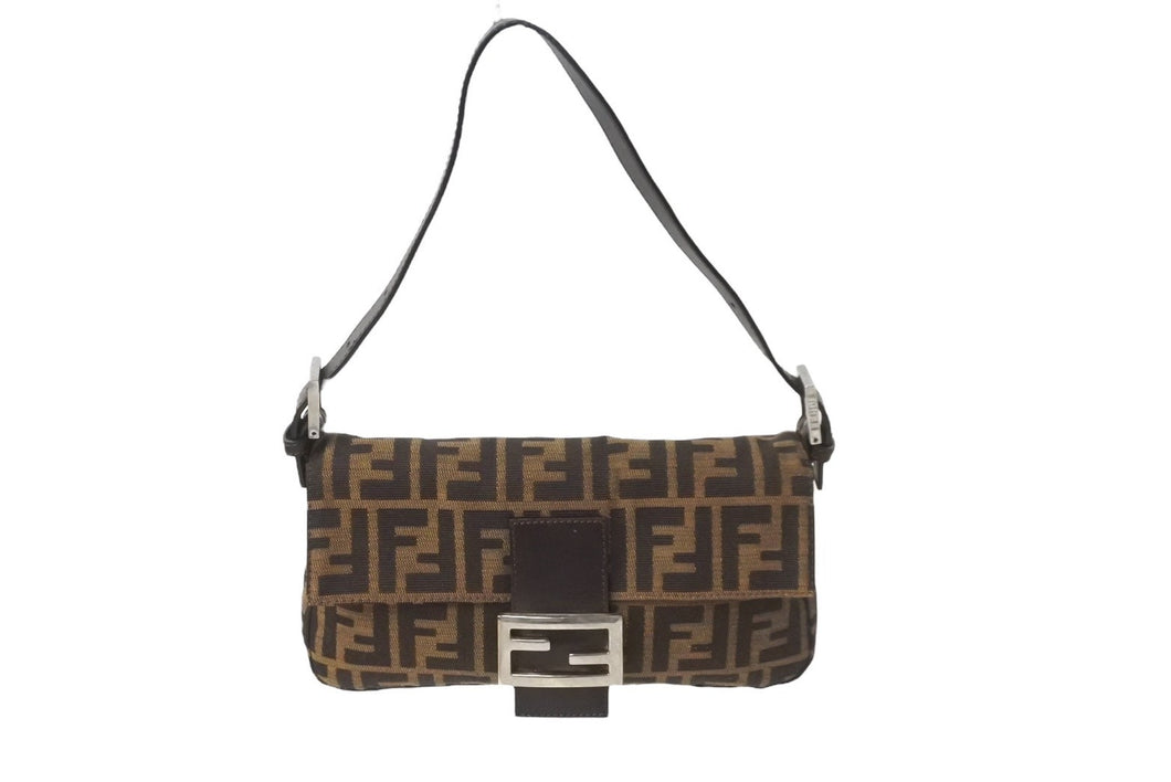 FENDI フェンディ マンマバケット ハンドバッグ ズッカ柄 ブラウン シルバー金具 美品 中古 63717 – Casanova Vintage