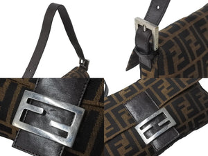 FENDI フェンディ マンマバケット ハンドバッグ ズッカ柄 ブラウン シルバー金具 美品 中古 63717