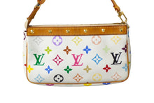 画像をギャラリービューアに読み込む, LOUIS VUITTON ルイヴィトン 村上隆 ポシェットアクセソワール スト付き マルチカラー ホワイト M92649 美品 中古 63740
