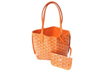 Load image into Gallery viewer, 極美品 GOYARD ゴヤール ハンドバッグ アンジュ ミニポーチ付き リバーシブル オレンジ ヘリンボーン柄 PVC レザー 中古 63742