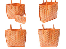 Load image into Gallery viewer, 極美品 GOYARD ゴヤール ハンドバッグ アンジュ ミニポーチ付き リバーシブル オレンジ ヘリンボーン柄 PVC レザー 中古 63742