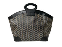 画像をギャラリービューアに読み込む, Goyard ゴヤール ベルーガ ハンドバッグ ヘリンボーン柄 PVC レザー ブラック ブラウン シルバー金具 美品 中古 63787