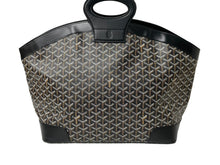 画像をギャラリービューアに読み込む, Goyard ゴヤール ベルーガ ハンドバッグ ヘリンボーン柄 PVC レザー ブラック ブラウン シルバー金具 美品 中古 63787