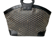 画像をギャラリービューアに読み込む, Goyard ゴヤール ベルーガ ハンドバッグ ヘリンボーン柄 PVC レザー ブラック ブラウン シルバー金具 美品 中古 63787
