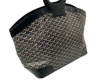 画像をギャラリービューアに読み込む, Goyard ゴヤール ベルーガ ハンドバッグ ヘリンボーン柄 PVC レザー ブラック ブラウン シルバー金具 美品 中古 63787