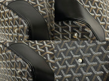 画像をギャラリービューアに読み込む, Goyard ゴヤール ベルーガ ハンドバッグ ヘリンボーン柄 PVC レザー ブラック ブラウン シルバー金具 美品 中古 63787