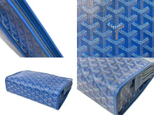 画像をギャラリービューアに読み込む, GOYARD ゴヤール ジュバンス MM ポーチ JOUVENMMLTY10CL10P ブルー PVC レザー シルバー金具 ヘリンボーン柄 美品 中古 63810