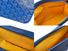 画像をギャラリービューアに読み込む, GOYARD ゴヤール ジュバンス MM ポーチ JOUVENMMLTY10CL10P ブルー PVC レザー シルバー金具 ヘリンボーン柄 美品 中古 63810