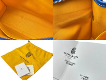 画像をギャラリービューアに読み込む, GOYARD ゴヤール ジュバンス MM ポーチ JOUVENMMLTY10CL10P ブルー PVC レザー シルバー金具 ヘリンボーン柄 美品 中古 63810