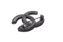 画像をギャラリービューアに読み込む, CHANEL シャネル ブローチ A14B レディース ココマーク ココ アクセサリー 2014年 ブラック シルバー 美品 中古 63819