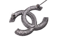 画像をギャラリービューアに読み込む, CHANEL シャネル ブローチ A14B レディース ココマーク ココ アクセサリー 2014年 ブラック シルバー 美品 中古 63819
