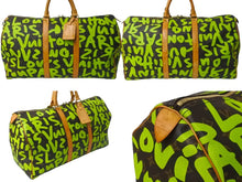 画像をギャラリービューアに読み込む, LOUIS VUITTON ルイヴィトン キーポル50 モノグラムグラフィティ スティーブン スプラウス M93700 グリーン 美品 中古 63828