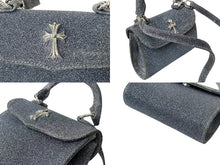 画像をギャラリービューアに読み込む, 極美品 CHROME HEARTS クロムハーツ ADAMS アダムス クロス 2WAY ラメ ハンドバッグ ブルー シルバー 中古 63829