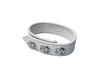 画像をギャラリービューアに読み込む, 極美品 CHROME HEARTS クロムハーツ ブレスレット BTN/2SNP クロスボール3ボタン2スナップ ホワイト シルバー925 レザー 中古 63831