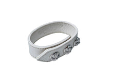 画像をギャラリービューアに読み込む, 極美品 CHROME HEARTS クロムハーツ ブレスレット BTN/2SNP クロスボール3ボタン2スナップ ホワイト シルバー925 レザー 中古 63831