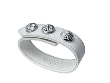 画像をギャラリービューアに読み込む, 極美品 CHROME HEARTS クロムハーツ ブレスレット BTN/2SNP クロスボール3ボタン2スナップ ホワイト シルバー925 レザー 中古 63831