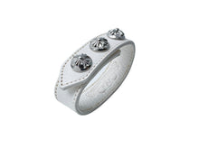 画像をギャラリービューアに読み込む, 極美品 CHROME HEARTS クロムハーツ ブレスレット BTN/2SNP クロスボール3ボタン2スナップ ホワイト シルバー925 レザー 中古 63831