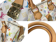 画像をギャラリービューアに読み込む, 極美品 LOUIS VUITTON ルイ ヴィトン ハンドバッグ スピーディ30 村上隆 M92643 PVC レザー ホワイト マルチカラー 中古 63836