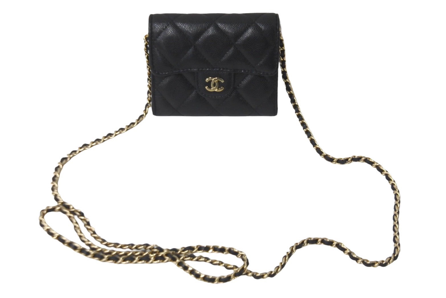 極美品 CHANEL シャネル ショルダーバッグ チェーンウォレット 30番台 ココマーク ブラック キャビアスキン ゴールド金具 中古 63839  – Casanova Vintage