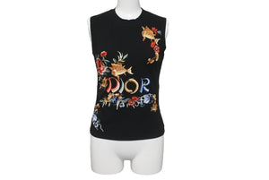 Christian Dior クリスチャンディオール タンクトップ ジョン・ガリアーノ期 2002年 2P12033136 ブラック サイズ36 美品 中古 63840