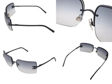 画像をギャラリービューアに読み込む, 極美品 CHANEL シャネル サングラス ココマーク ラインストーン リムレス グラデーションレンズ スクエア ブラック 中古 63841
