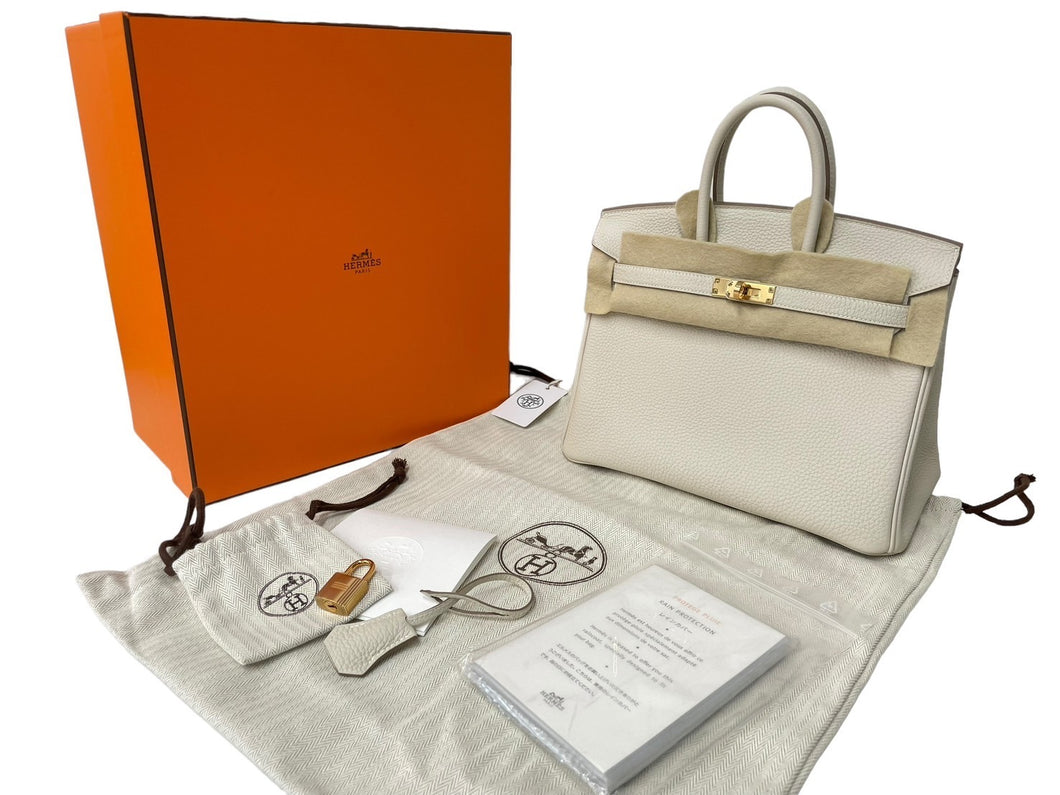 新品未使用 HERMES エルメス ハンドバッグ Y刻印 バーキン25 クレ ローズゴールド金具トゴ 中古 63874