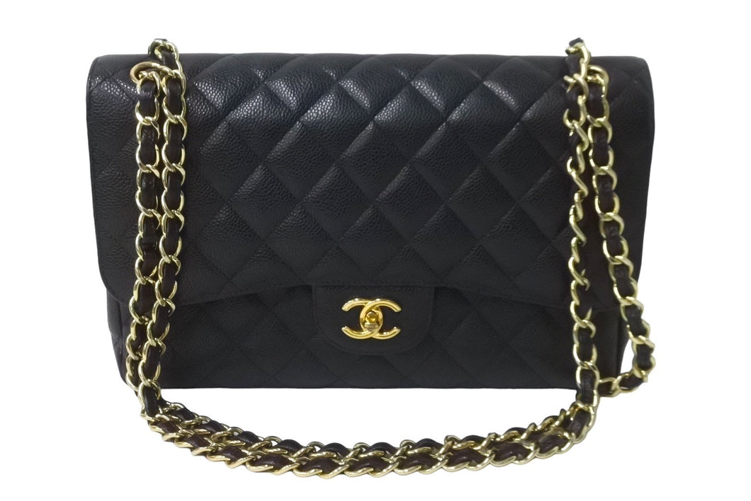 極美品 CHANEL シャネル チェーンショルダーバッグ マトラッセ30 キャビアスキン Wフラップ A58600 ブラック ゴールド 16番台 中古  63876 – Casanova Vintage