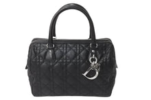 画像をギャラリービューアに読み込む, 極美品 ChristianDior クリスチャンディオール レディディオール ミニボストンバッグ カナージュ トロッター柄 ブラック 中古 63886