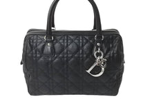 画像をギャラリービューアに読み込む, 極美品 ChristianDior クリスチャンディオール レディディオール ミニボストンバッグ カナージュ トロッター柄 ブラック 中古 63886