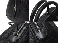 画像をギャラリービューアに読み込む, 極美品 ChristianDior クリスチャンディオール レディディオール ミニボストンバッグ カナージュ トロッター柄 ブラック 中古 63886