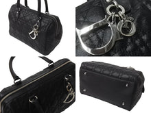 画像をギャラリービューアに読み込む, 極美品 ChristianDior クリスチャンディオール レディディオール ミニボストンバッグ カナージュ トロッター柄 ブラック 中古 63886