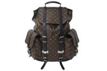 画像をギャラリービューアに読み込む, 新品同様 LOUIS VUITTON ルイヴィトン クリストファーGM モノグラムマカサーリュック M92295 ブラウン ブラック レザー 63887
