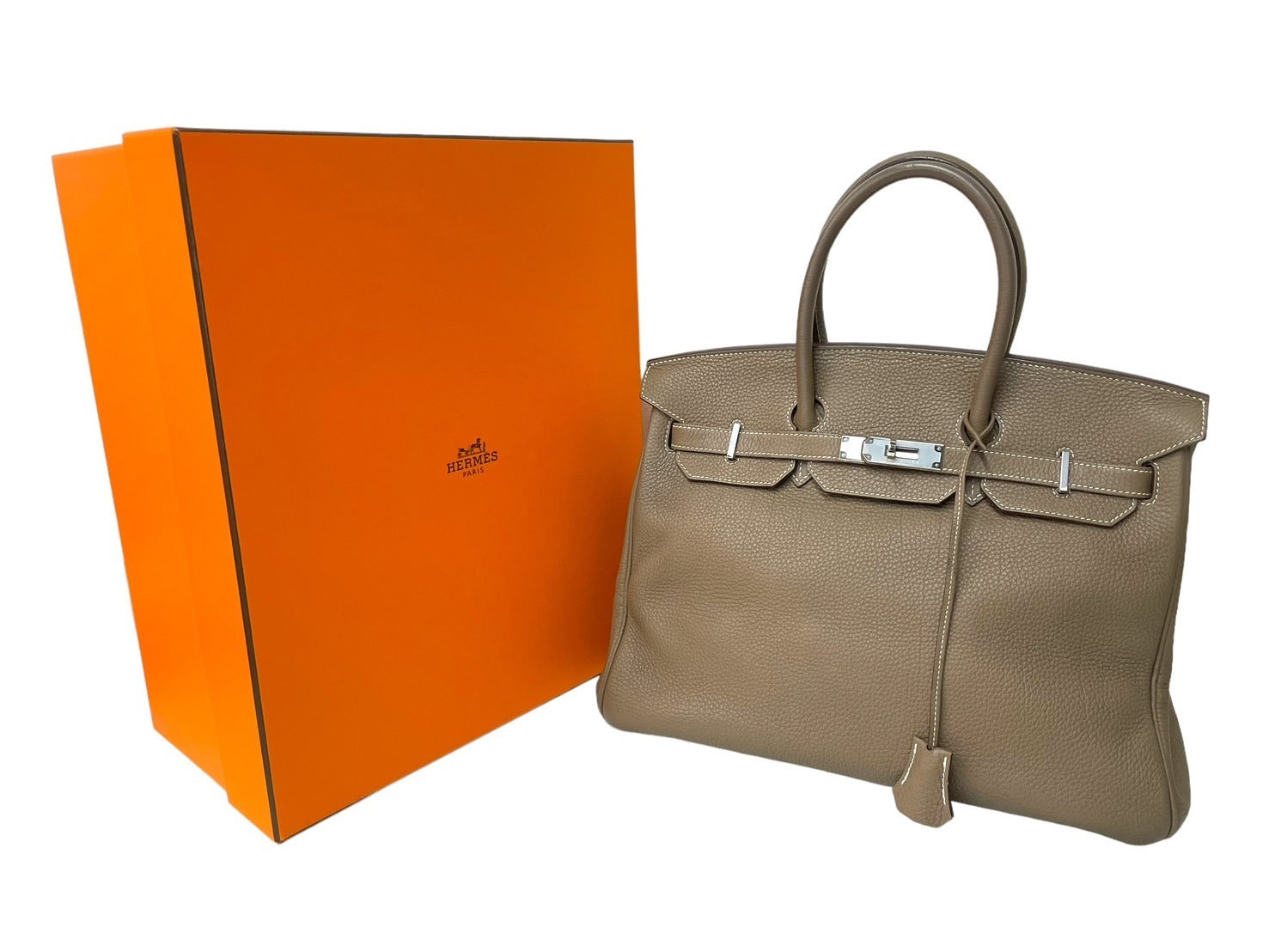 極美品 HERMES エルメス BIRKIN バーキン35 エトゥープ シルバー金具 ...