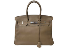 Load image into Gallery viewer, 極美品 HERMES エルメス BIRKIN バーキン35 エトゥープ シルバー金具 トゴ ハンドバッグ □P刻印 中古 63888