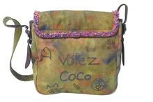 Load image into Gallery viewer, 極美品 CHANEL シャネル ショルダーバッグ ココマーク エンブロイダリー グラフィティ 20番台 カーキ シルバー金具 中古 63889