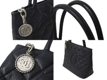 画像をギャラリービューアに読み込む, CHANEL シャネル ハンドバッグ 復刻トート キャビアスキン マトラッセ ココマーク 6番台 シルバー金具 中古 63891