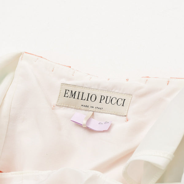 極美品 EMILIO PUCCI エミリオプッチ ワンピース プッチ柄 ノースリーブ マルチカラー サイズ34 レーヨン シルク 中古 4a006390
